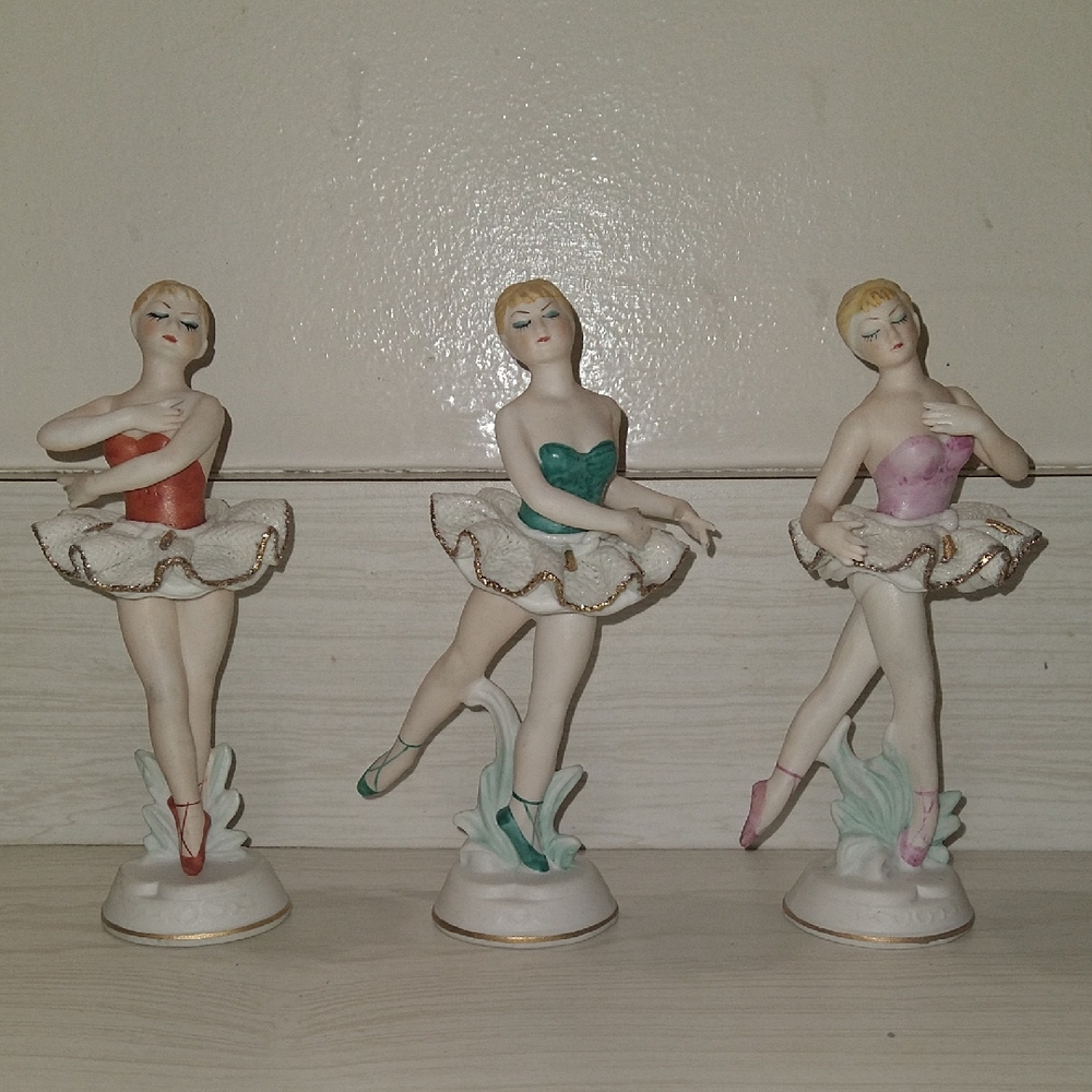 Vintage RARE Set of 3 Ballerina Figurines